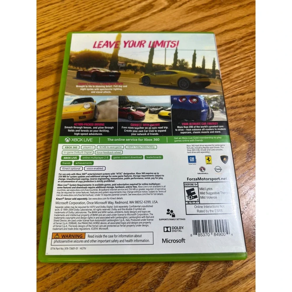 Forza Horizon 2 Microsoft Xbox 360 Racing Game 2014 NTSC Kinect Supported